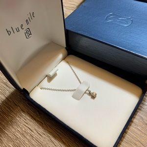 Blue Nile 1/3 carat diamond necklace 18k white gold chain 18”